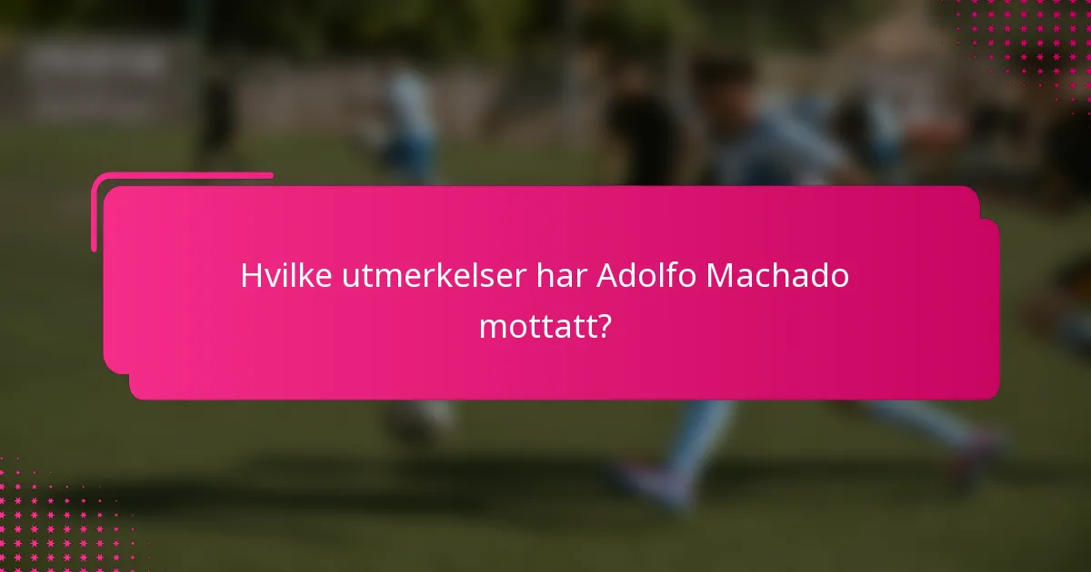 Hvilke utmerkelser har Adolfo Machado mottatt?
